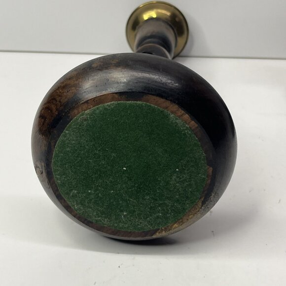 Candle Holders Antique English Oak Barley Twist Candlestick Brass Insert 8.5” - Picture 7 of 16